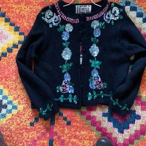 Forenza silk/Nylon/Angora Bejeweled Cardigan